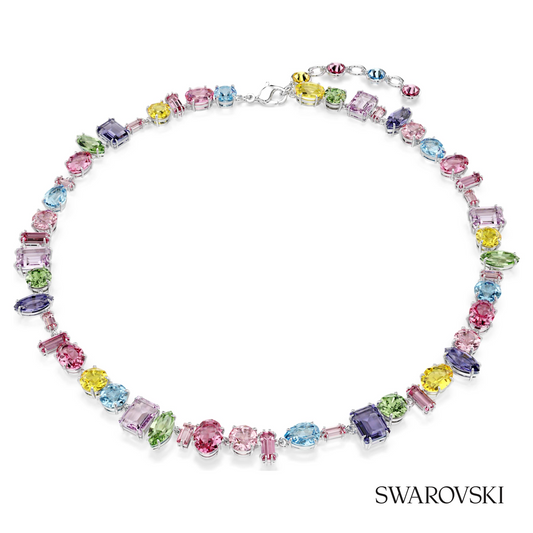 Swarovski Gema necklace, Mixed cuts, Multicolored, Rhodium – item 5656397