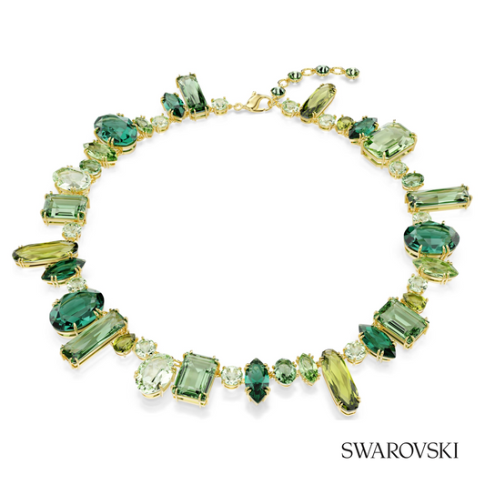 Gema necklace, Mixed cuts, Green, 18K gold finish – item 5657388