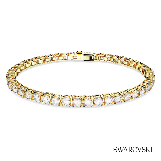 Matrix Tennis bracelet, Round cut, White, 18K gold finish – item 5657662