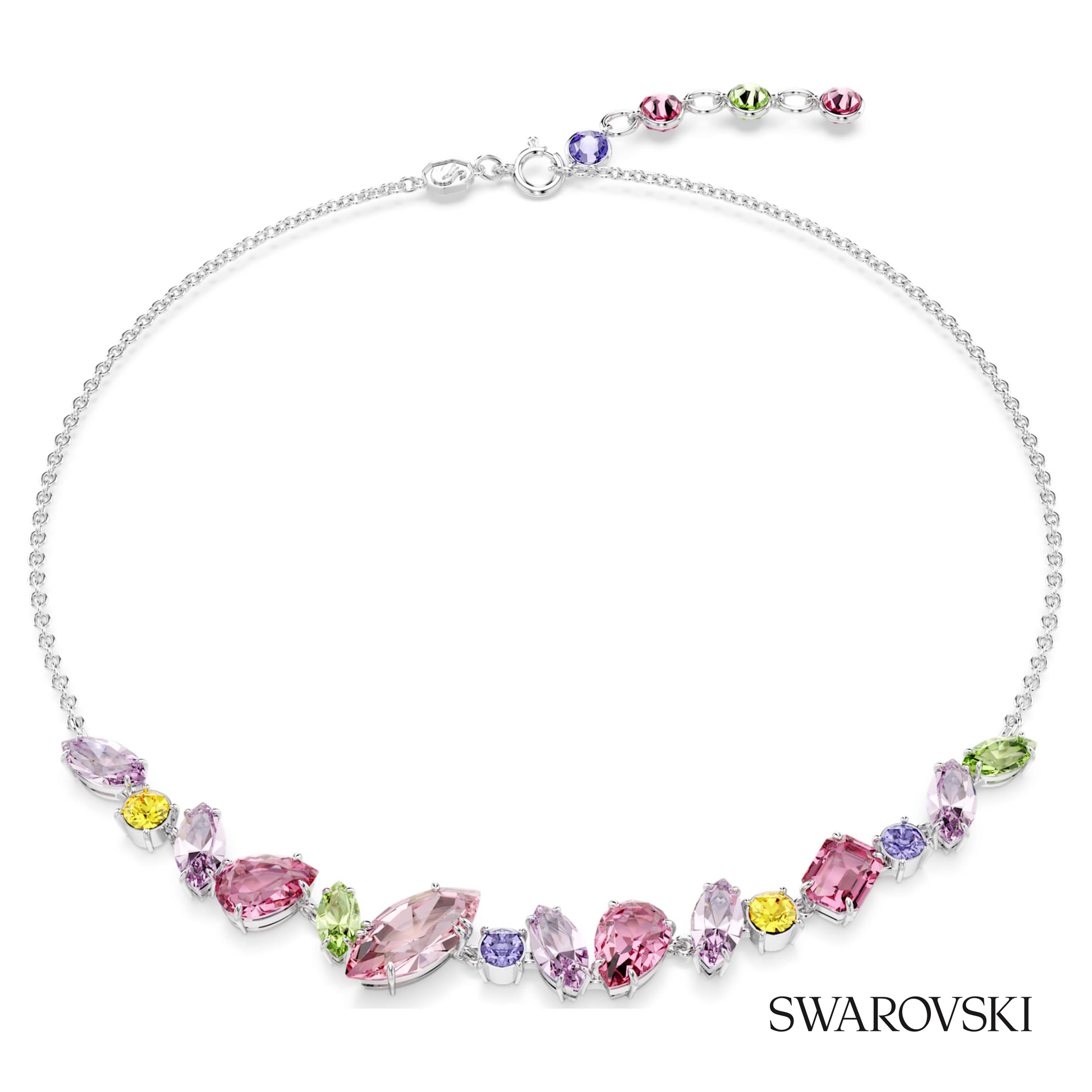Swarovski Gema necklace, Mixed cuts, Multicolored, Rhodium – item 5658398