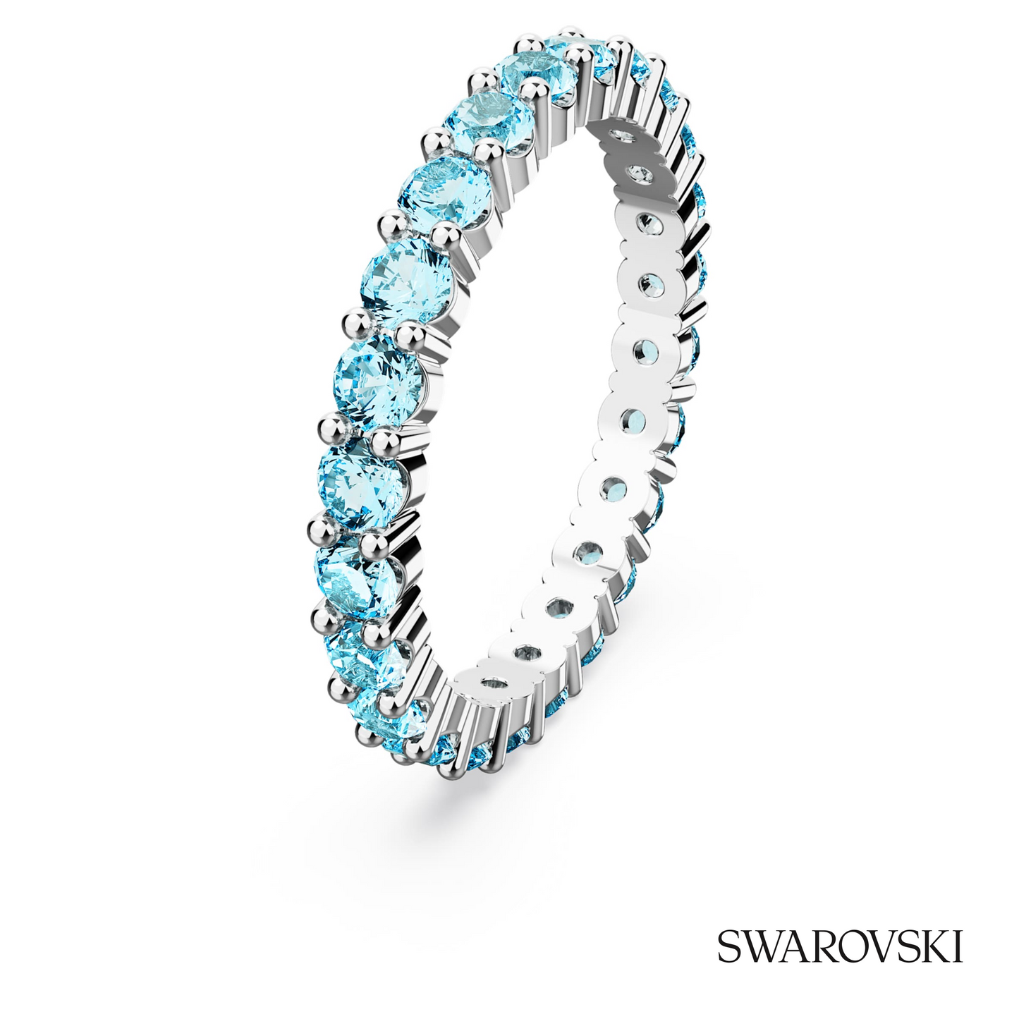 Swarovski Matrix ring, Round cut, Blue, Rhodium plated – item 5658668 image 2