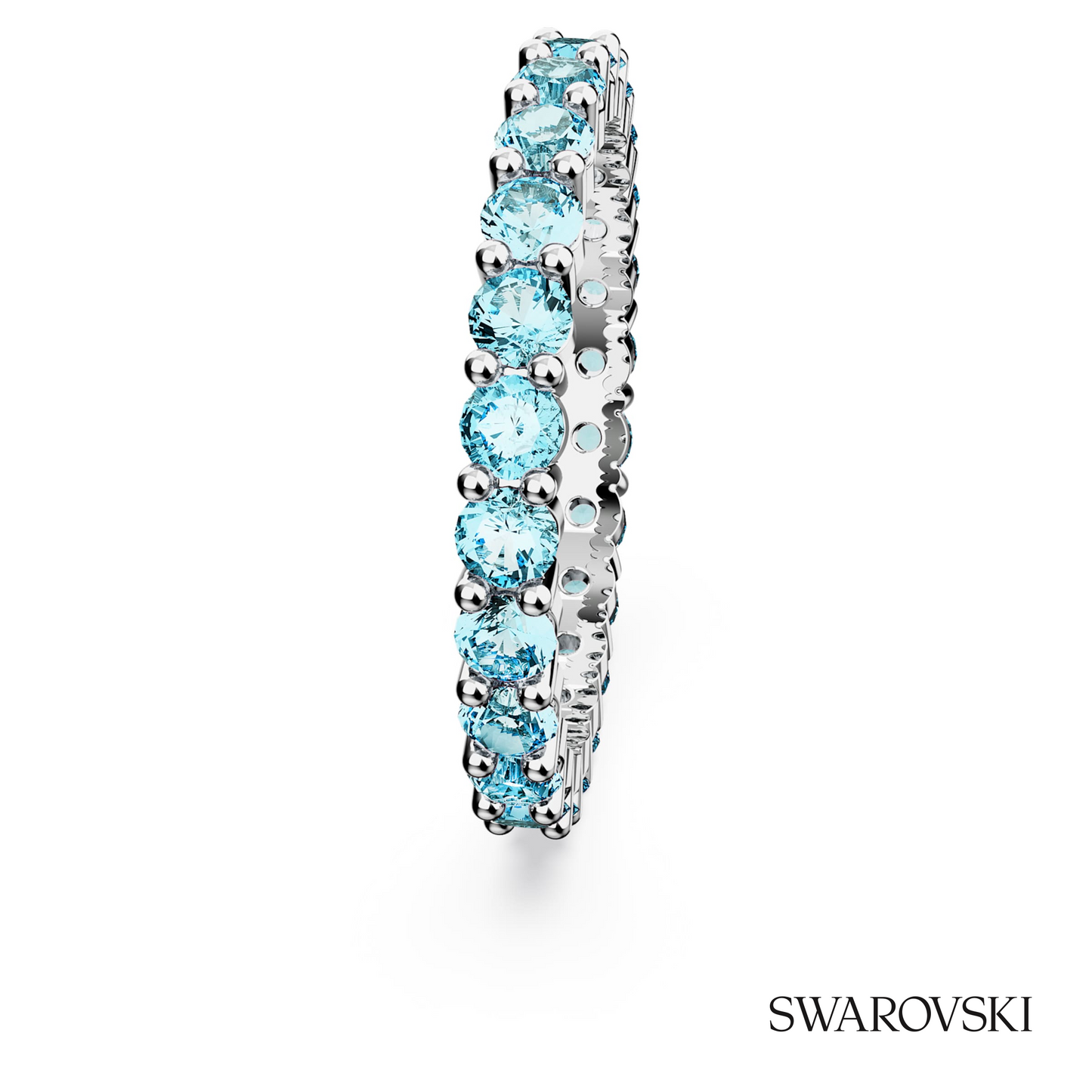 Swarovski Matrix ring, Round cut, Blue, Rhodium plated – item 5658668 image 3