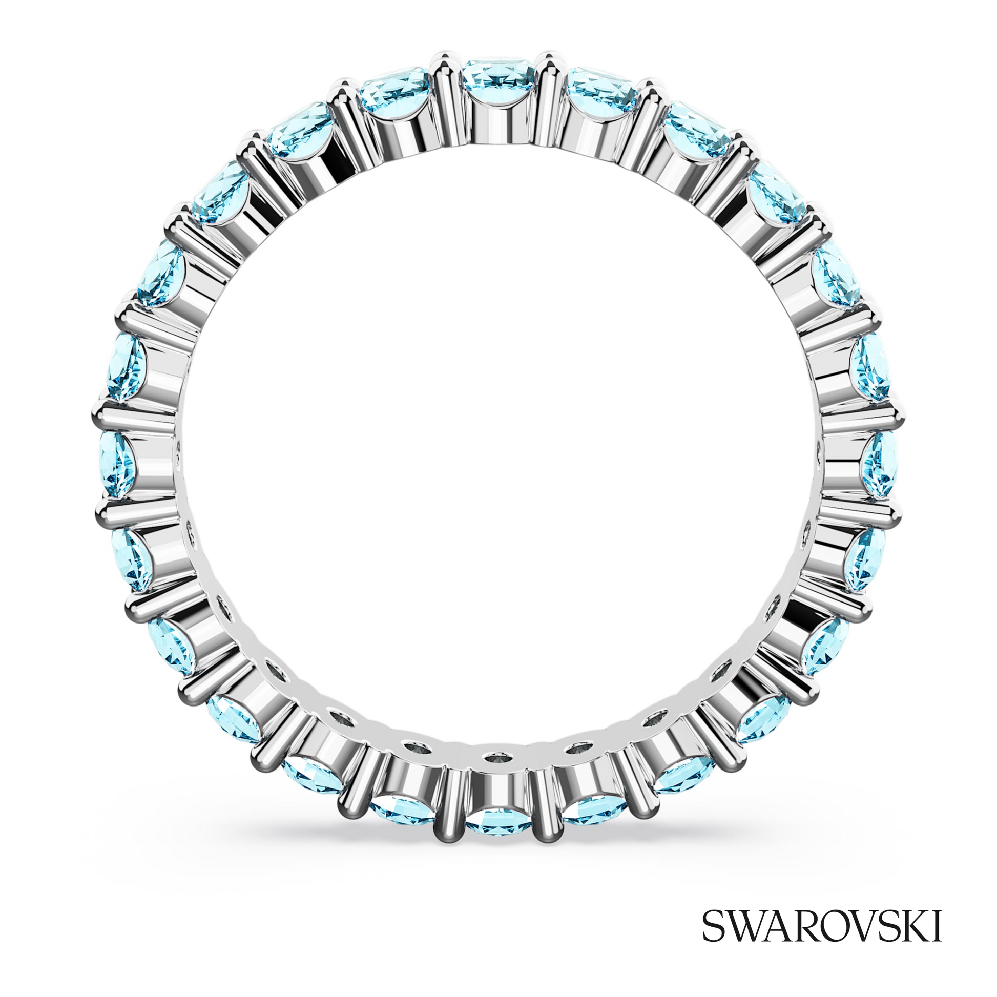 Swarovski Matrix ring, Round cut, Blue, Rhodium plated – item 5658668 image 4