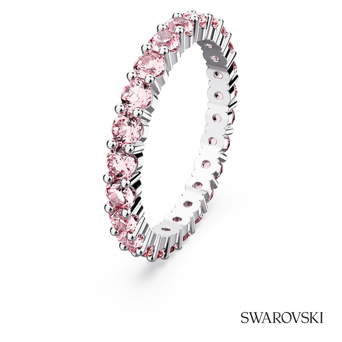 Swarovski Matrix ring, Round cut, Pink, Rhodium plated – item 5658852 image 2