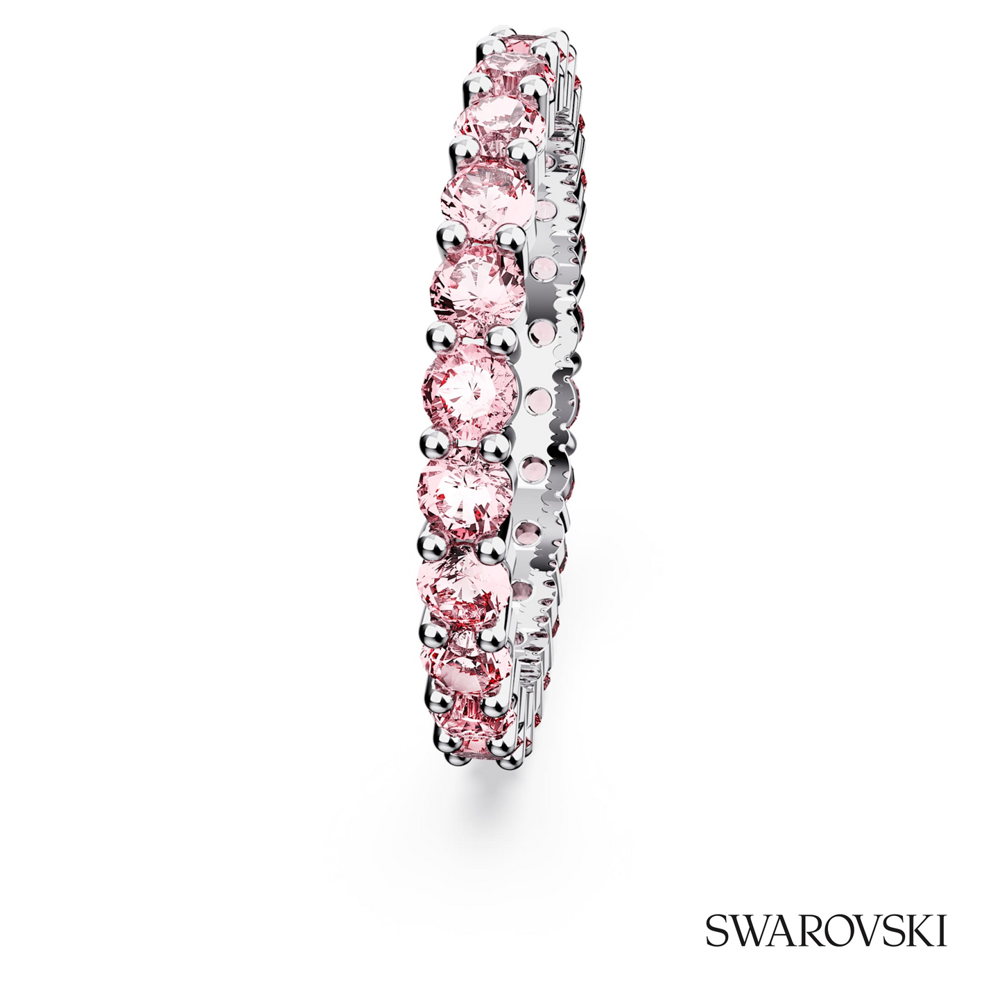 Swarovski Matrix ring, Round cut, Pink, Rhodium plated – item 5658852 image 3