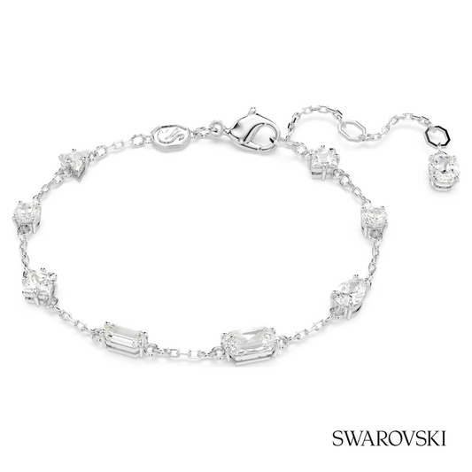 Mesmera bracelet, Mixed cuts, Scattered design, White, Rhodium plated – item 5661530