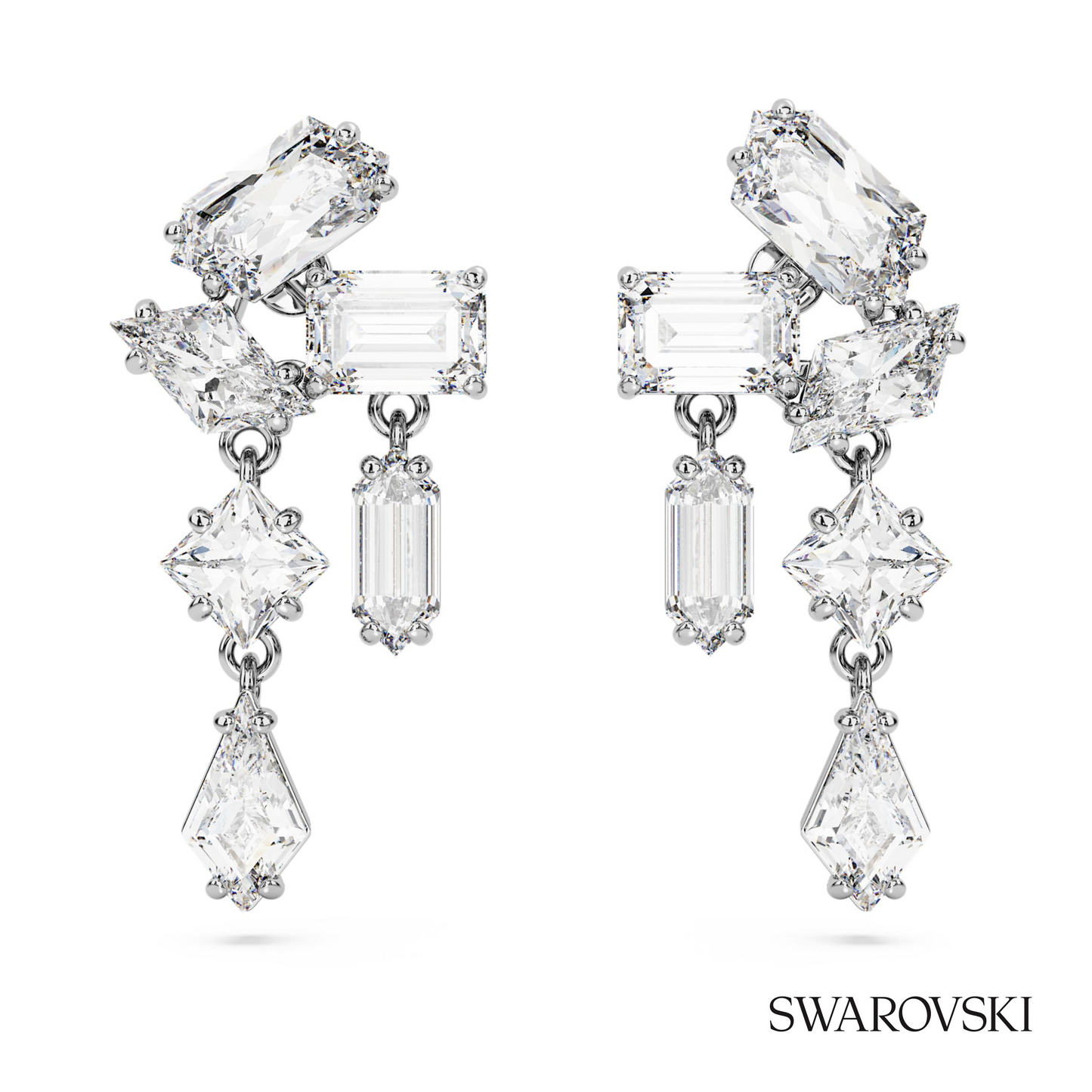 Swarovski Mesmera drop earrings, Mixed cuts, White – item 5665825