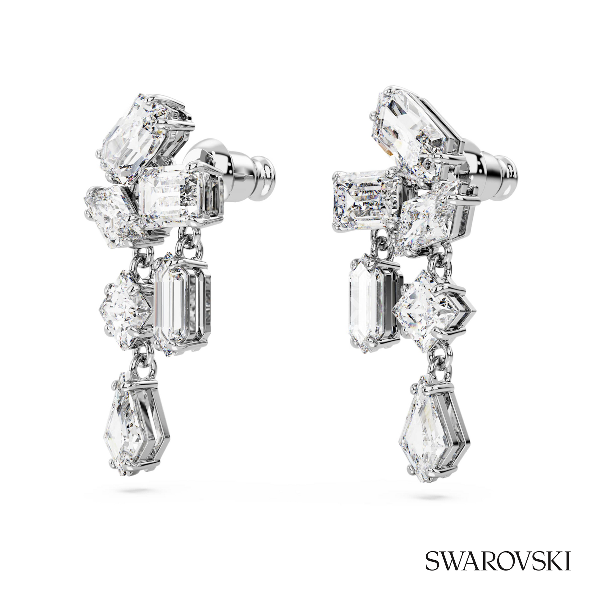 Swarovski Mesmera drop earrings, Mixed cuts, White – item 5665825 image 3