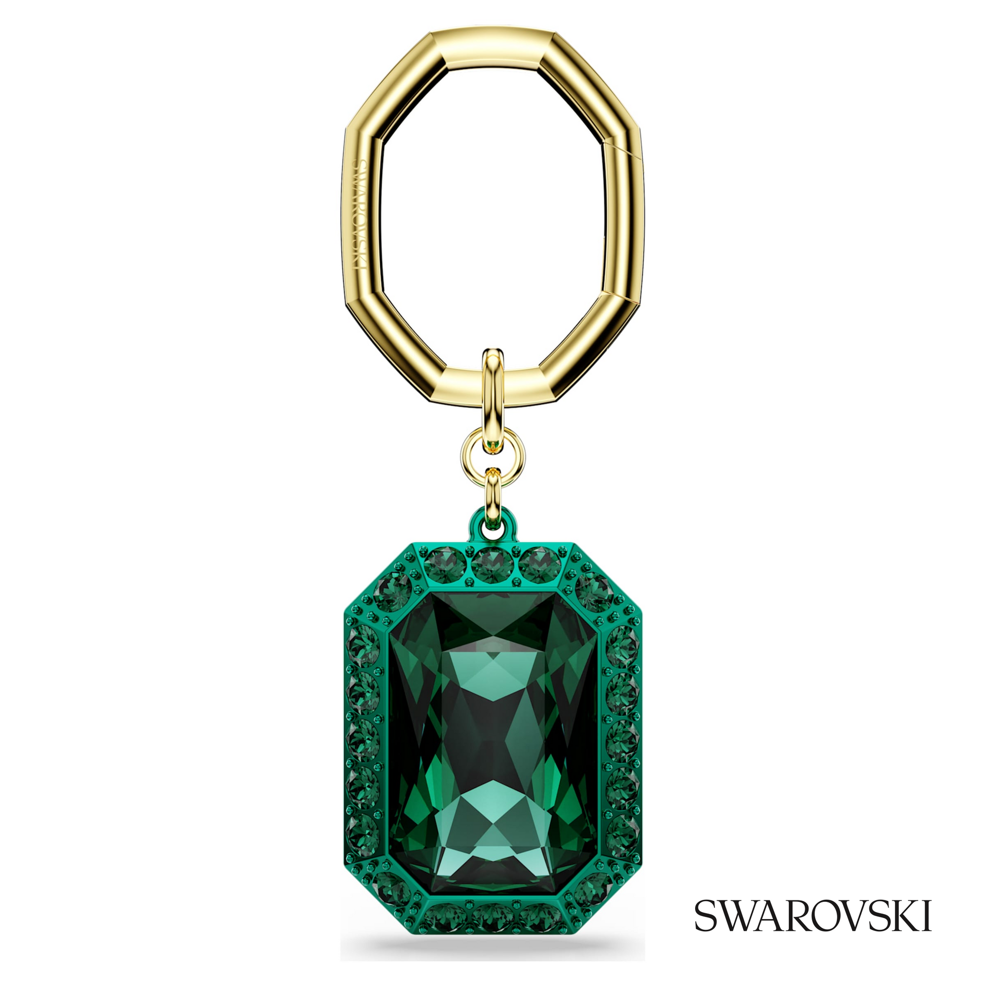 Swarovski Key ring, Octagon cut, Green, Mixed metal finish – item 5666643