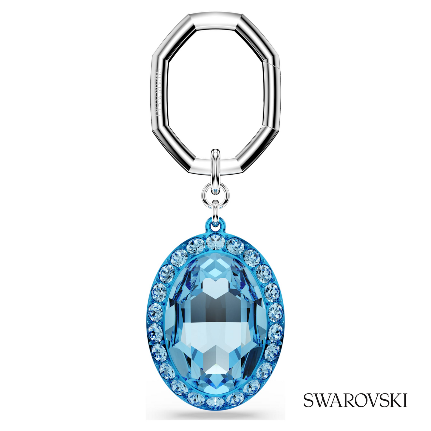 Swarovski Key ring, Oval cut, Blue, Mixed metal finish – item 5666644