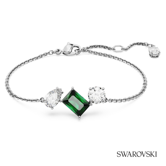 Mesmera bracelet, Mixed cuts, Green, Rhodium plated – item 5668360