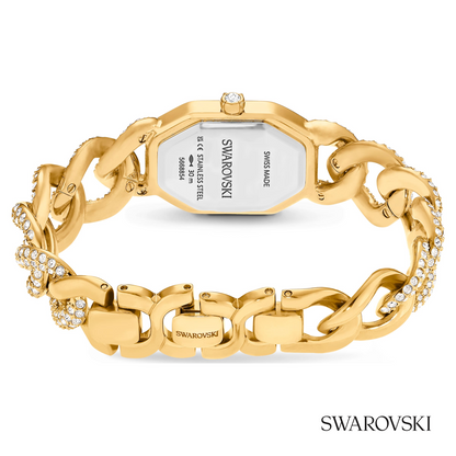 Dextera chain watch, Swiss Made, Crystal bracelet, Gold tone