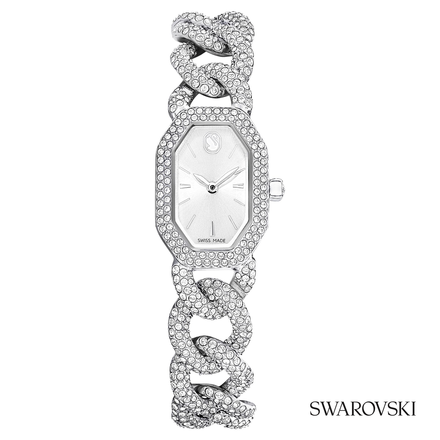 Dextera chain watch, Swiss Made, Crystal bracelet