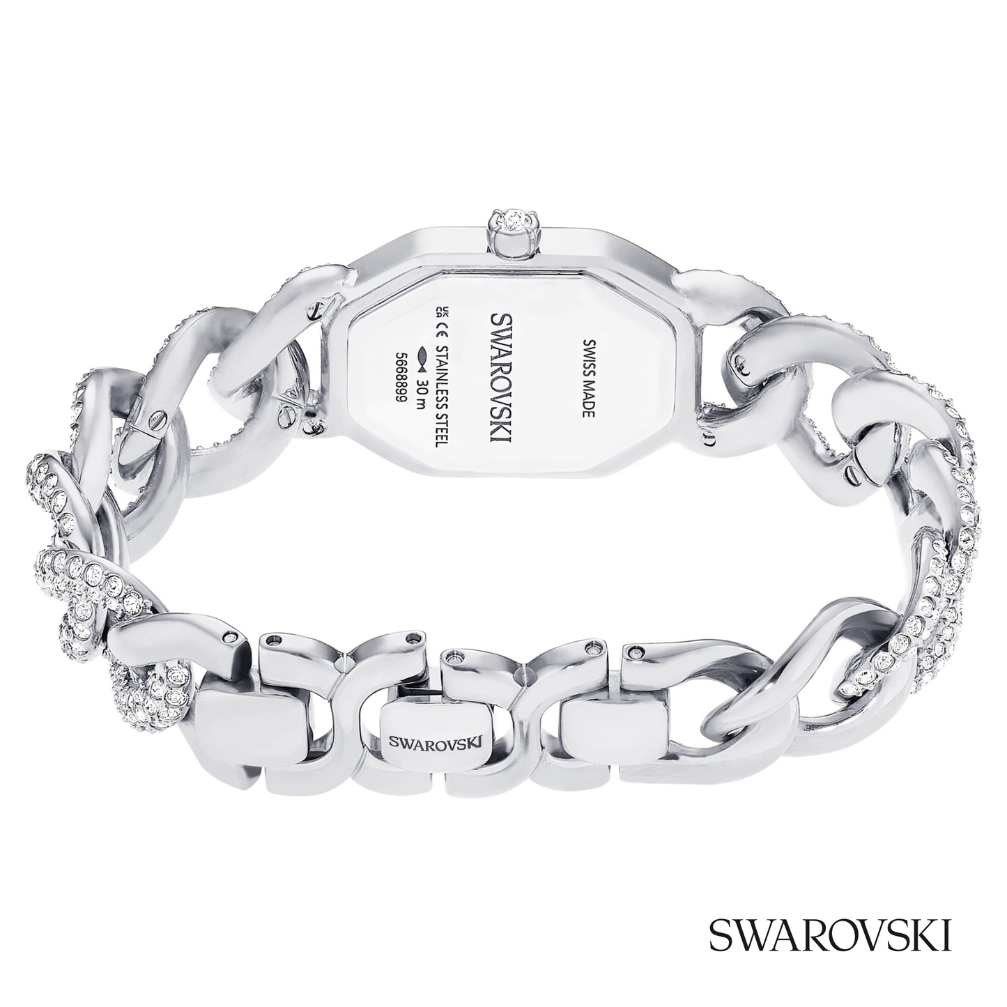 Dextera chain watch, Swiss Made, Crystal bracelet