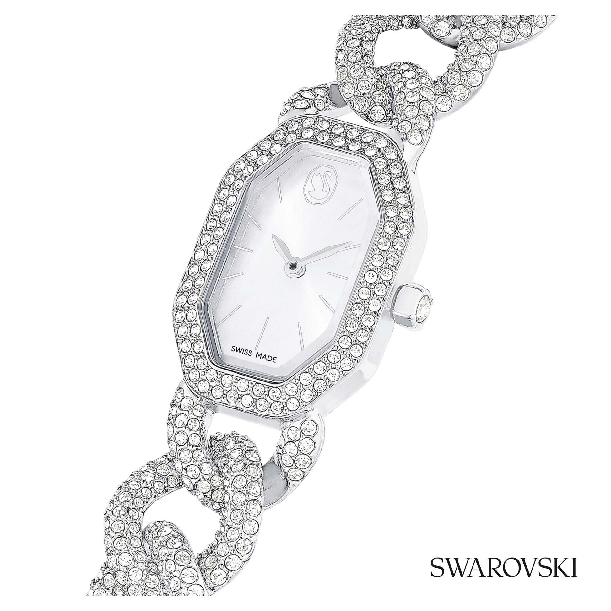 Dextera chain watch, Swiss Made, Crystal bracelet