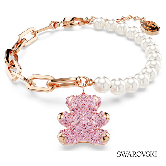 Teddy bracelet, Crystal pearl, Bear, Pink, 18K rose gold finish – item 5669169