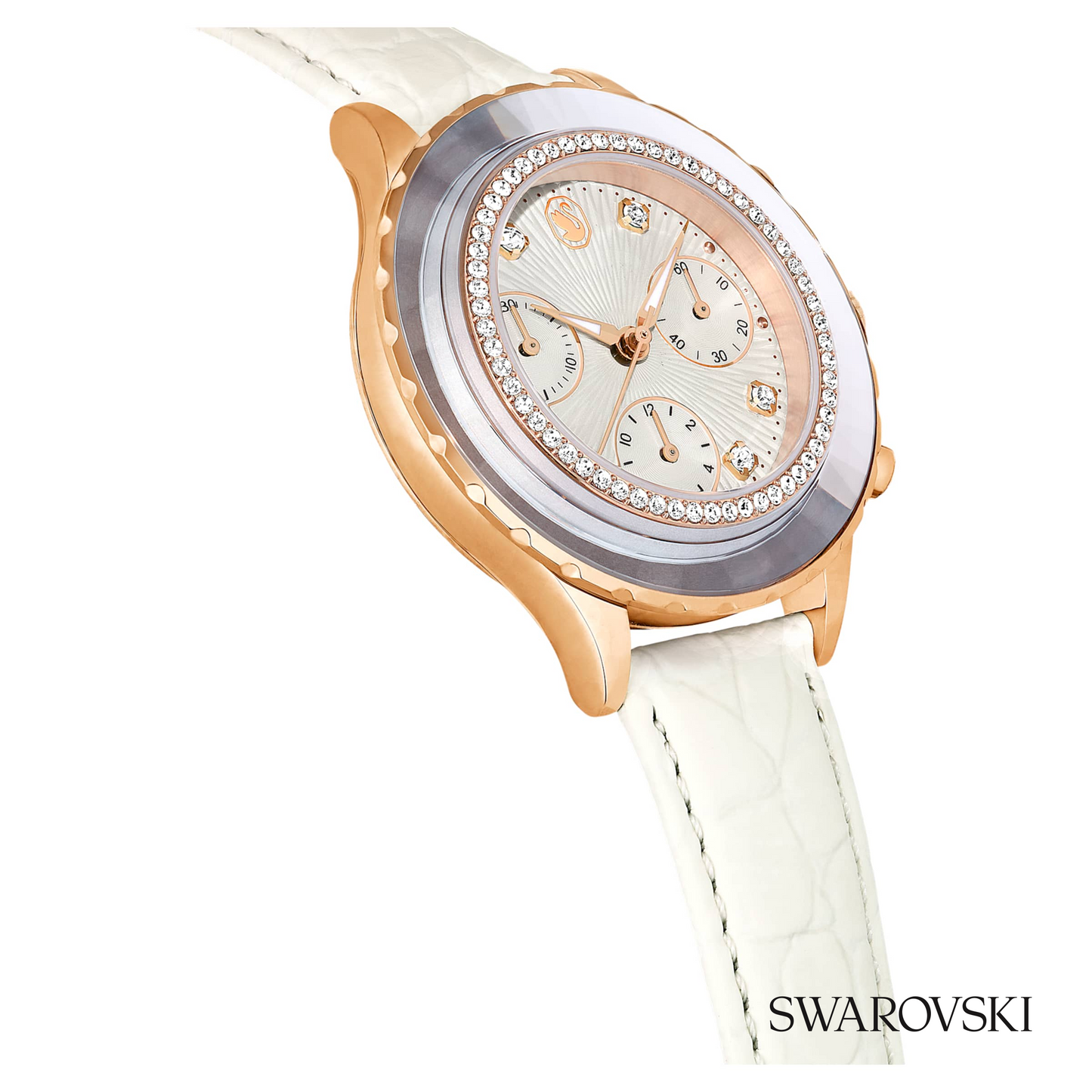 Octea chrono watch, Swiss Made, Leather strap