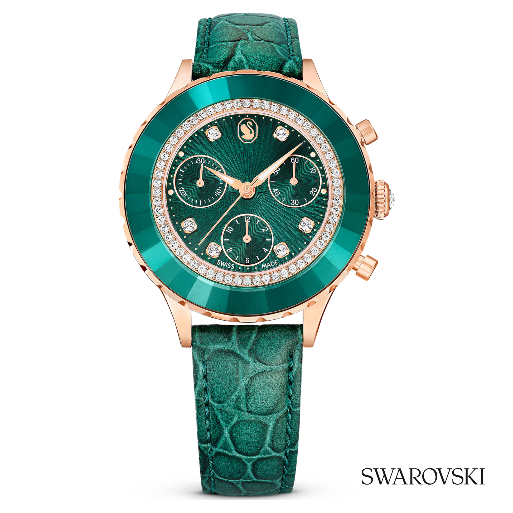 Octea chrono watch, Swiss Made, Leather strap