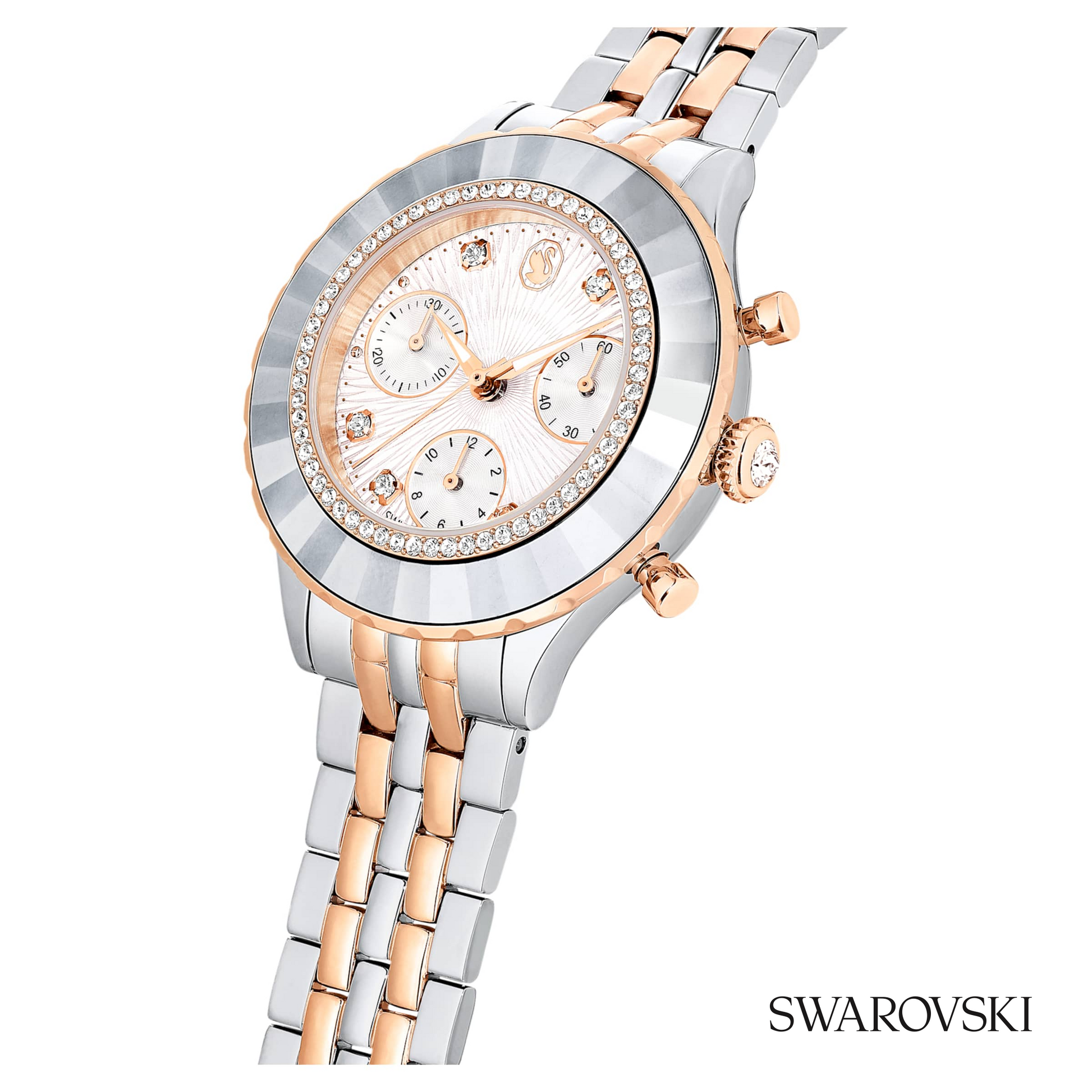 Octea chrono watch, Swiss Made, Metal bracelet, Rose gold tone, Mixed metal finish