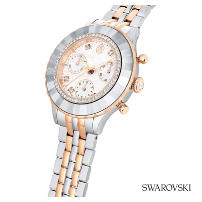 Octea chrono watch, Swiss Made, Metal bracelet, Rose gold tone, Mixed metal finish