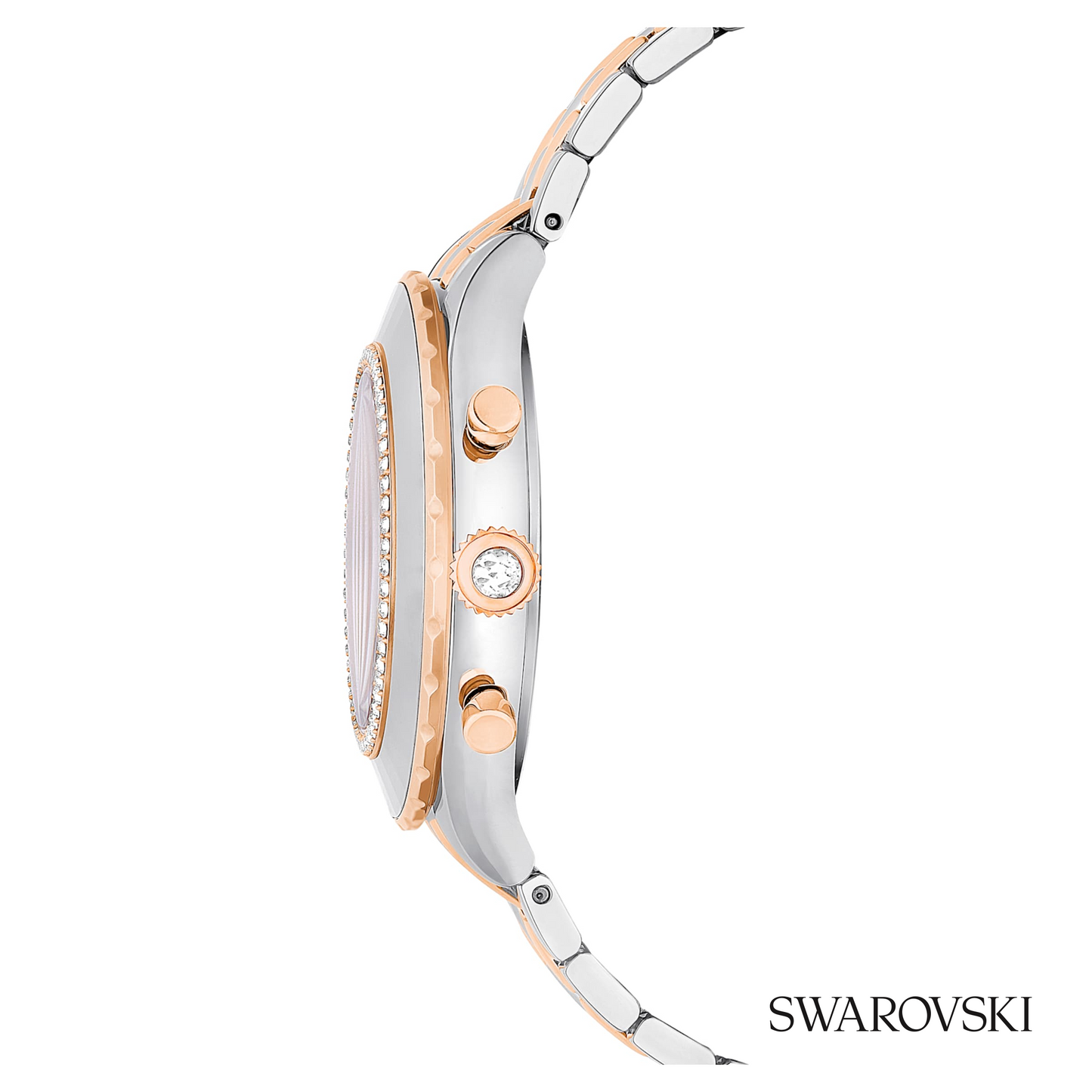 Octea chrono watch, Swiss Made, Metal bracelet, Rose gold tone, Mixed metal finish