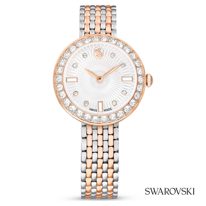 Matrix tennis 7-link watch, Swiss Made, Metal bracelet, Rose gold tone, Mixed metal finish