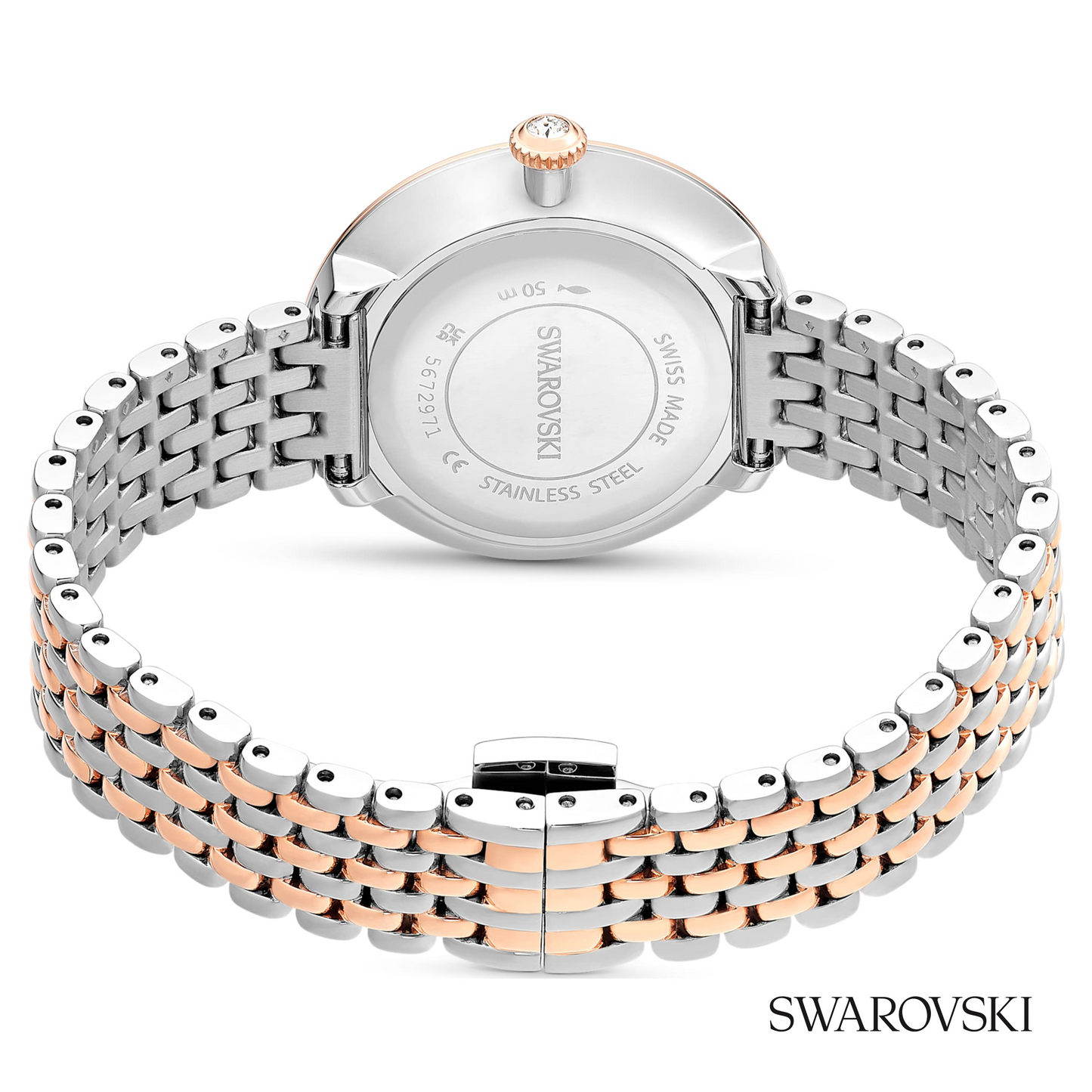 Matrix tennis 7-link watch, Swiss Made, Metal bracelet, Rose gold tone, Mixed metal finish