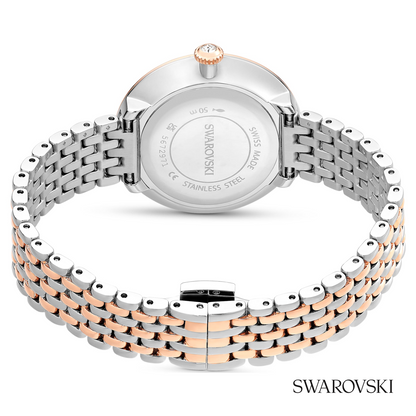 Matrix tennis 7-link watch, Swiss Made, Metal bracelet, Rose gold tone, Mixed metal finish