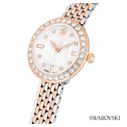 Matrix tennis 7-link watch, Swiss Made, Metal bracelet, Rose gold tone, Mixed metal finish