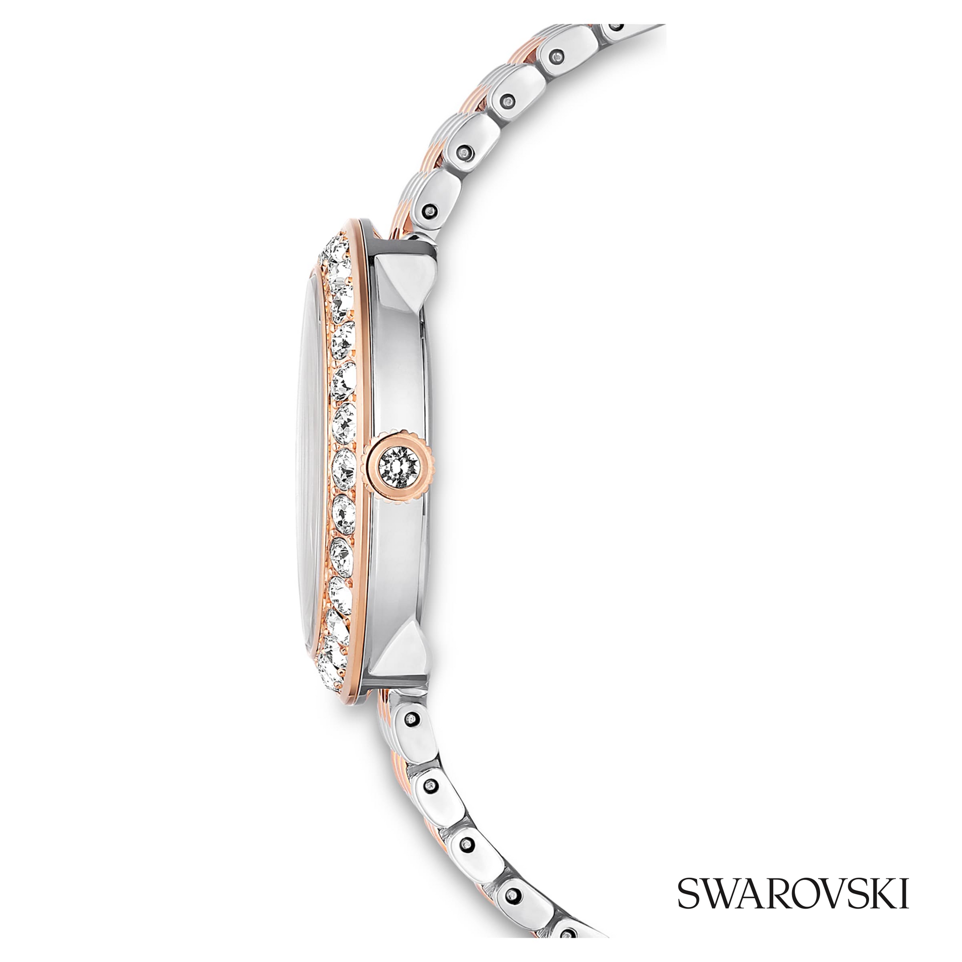 Matrix tennis 7-link watch, Swiss Made, Metal bracelet, Rose gold tone, Mixed metal finish