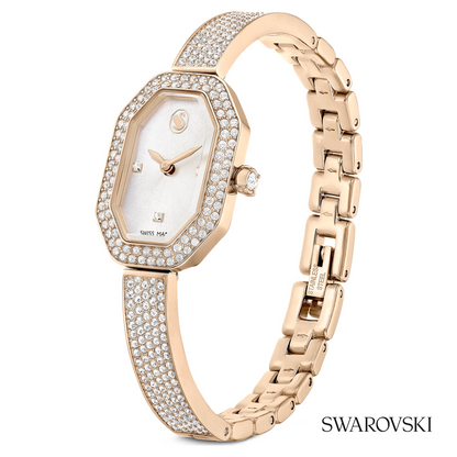 Dextera bangle watch, Swiss Made, Metal bracelet, Gold tone, Champagne gold-tone finish