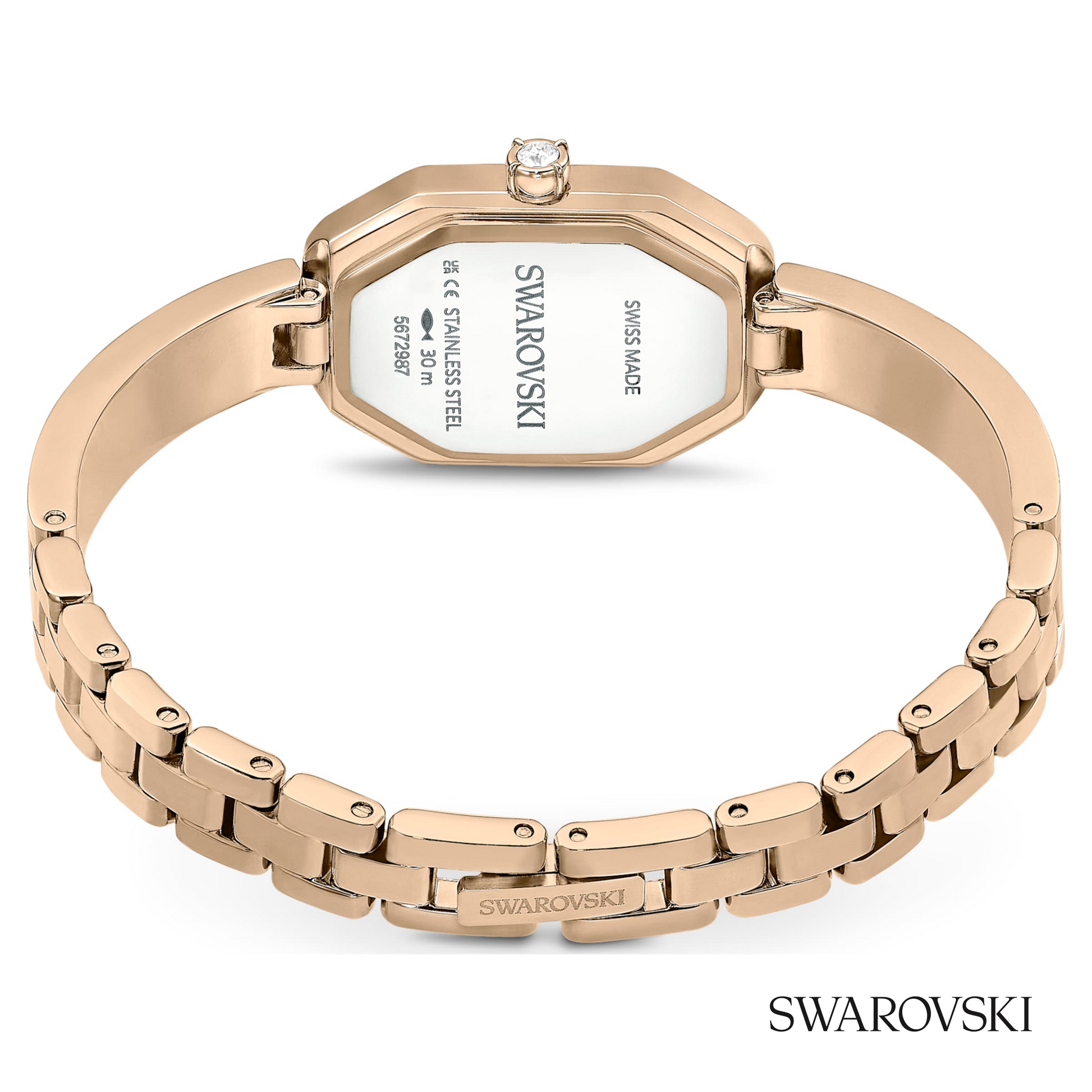 Dextera bangle watch, Swiss Made, Metal bracelet, Gold tone, Champagne gold-tone finish