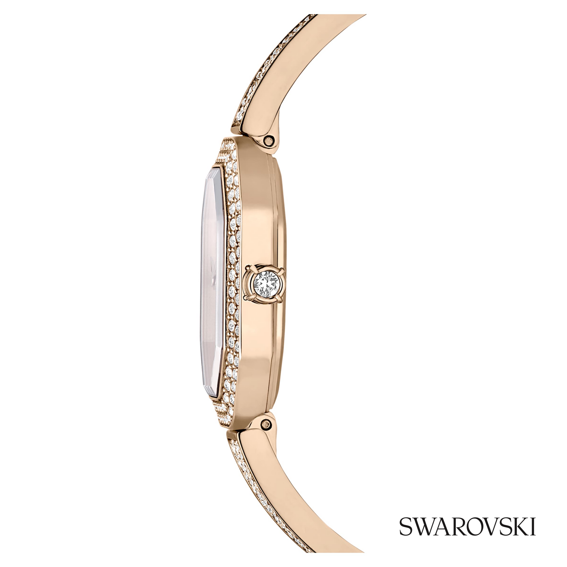 Dextera bangle watch, Swiss Made, Metal bracelet, Gold tone, Champagne gold-tone finish