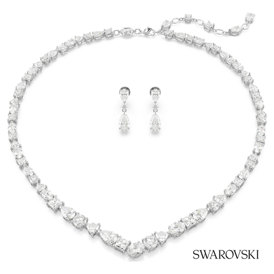 Mesmera set, Mixed cuts, White, Rhodium plated – item 5674306