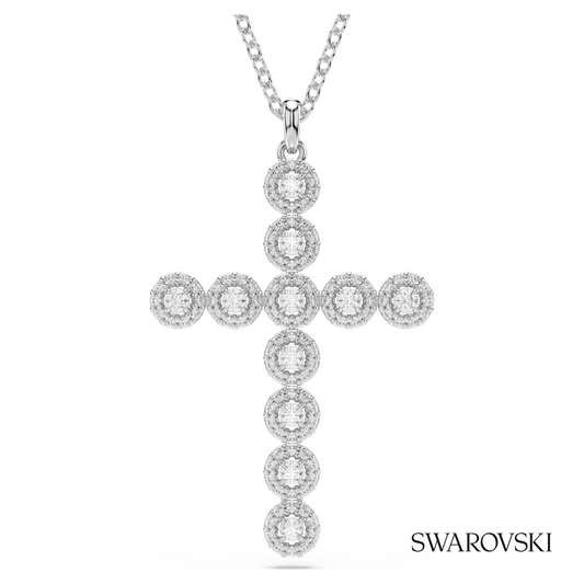 Insigne pendant, Mixed cuts, Cross, White, Rhodium plated – item 5675573