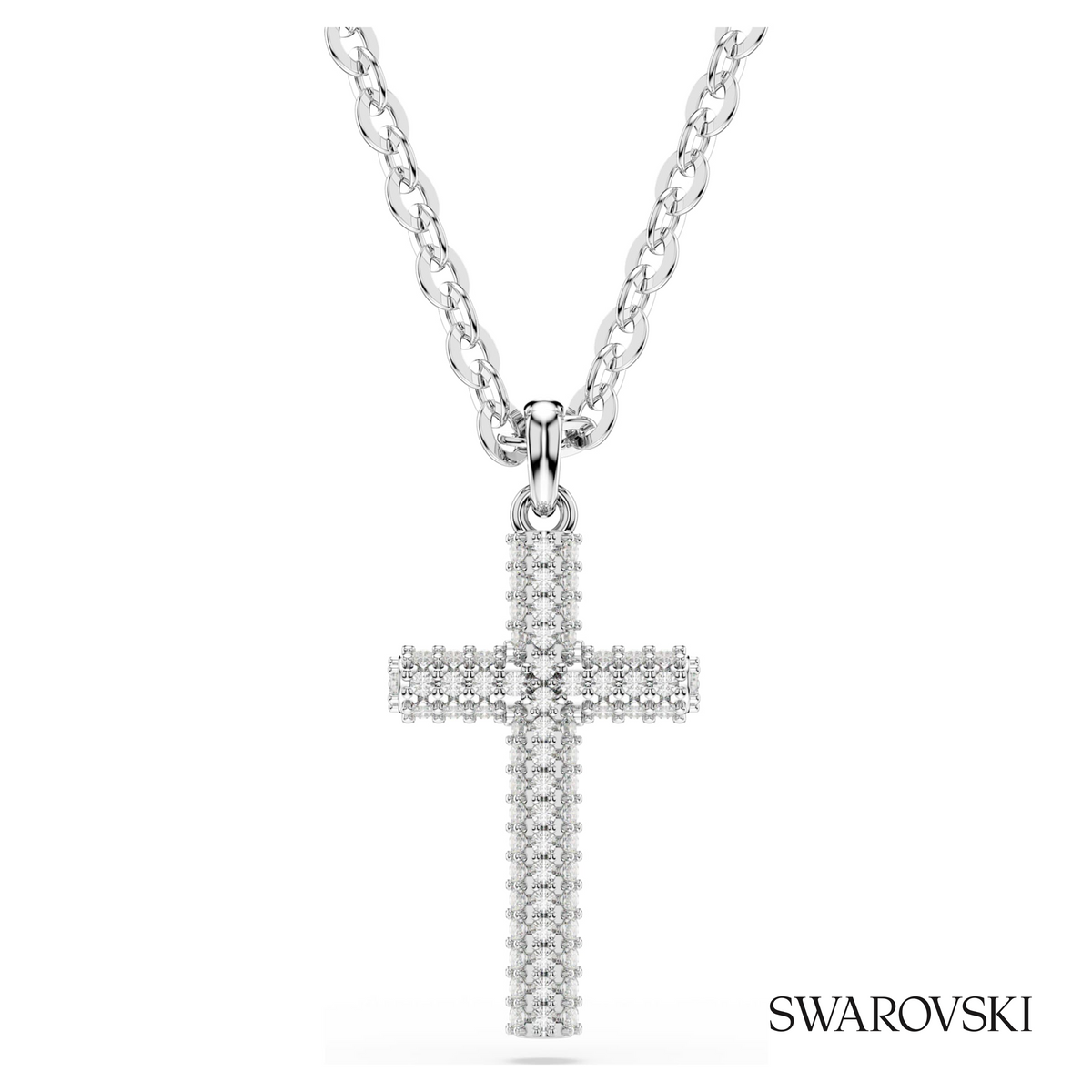 Insigne pendant, Pave, Cross, White, Rhodium plated – item 5675577