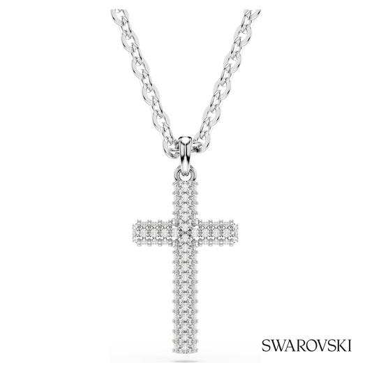 Insigne pendant, Pave, Cross, White, Rhodium plated – item 5675577