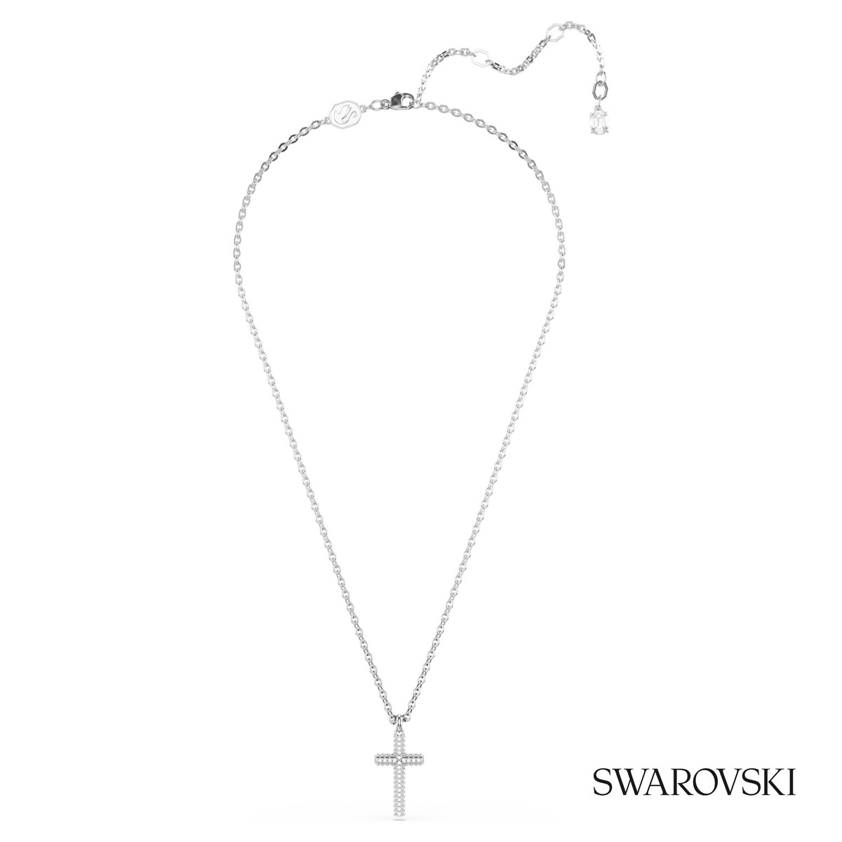 Insigne pendant, Pave, Cross, White, Rhodium plated – item 5675577 – view 2