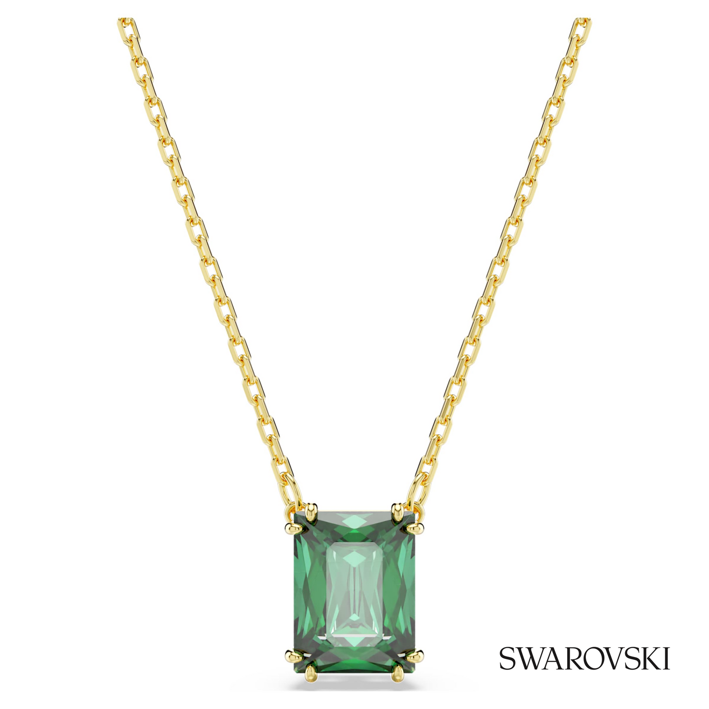Swarovski Stilla pendant, Rectangular cut, Green, 18K gold – item 5677141 image 5