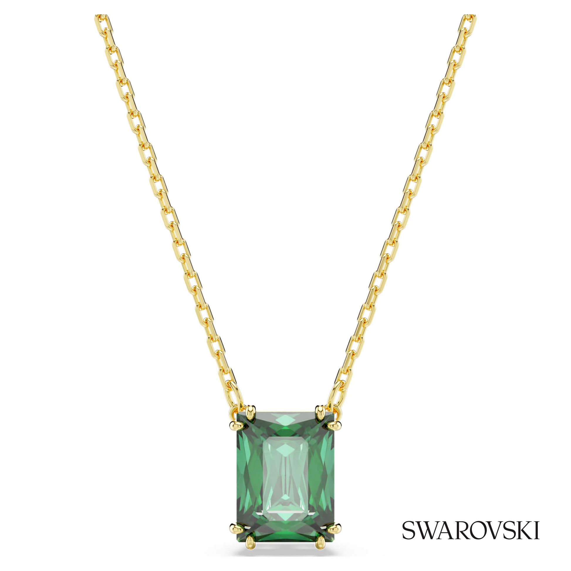 Swarovski Stilla pendant, Rectangular cut, Green, 18K gold – item 5677141 image 5
