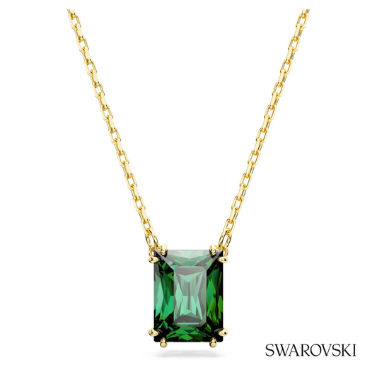 Swarovski Stilla pendant, Rectangular cut, Green, 18K gold – item 5677141