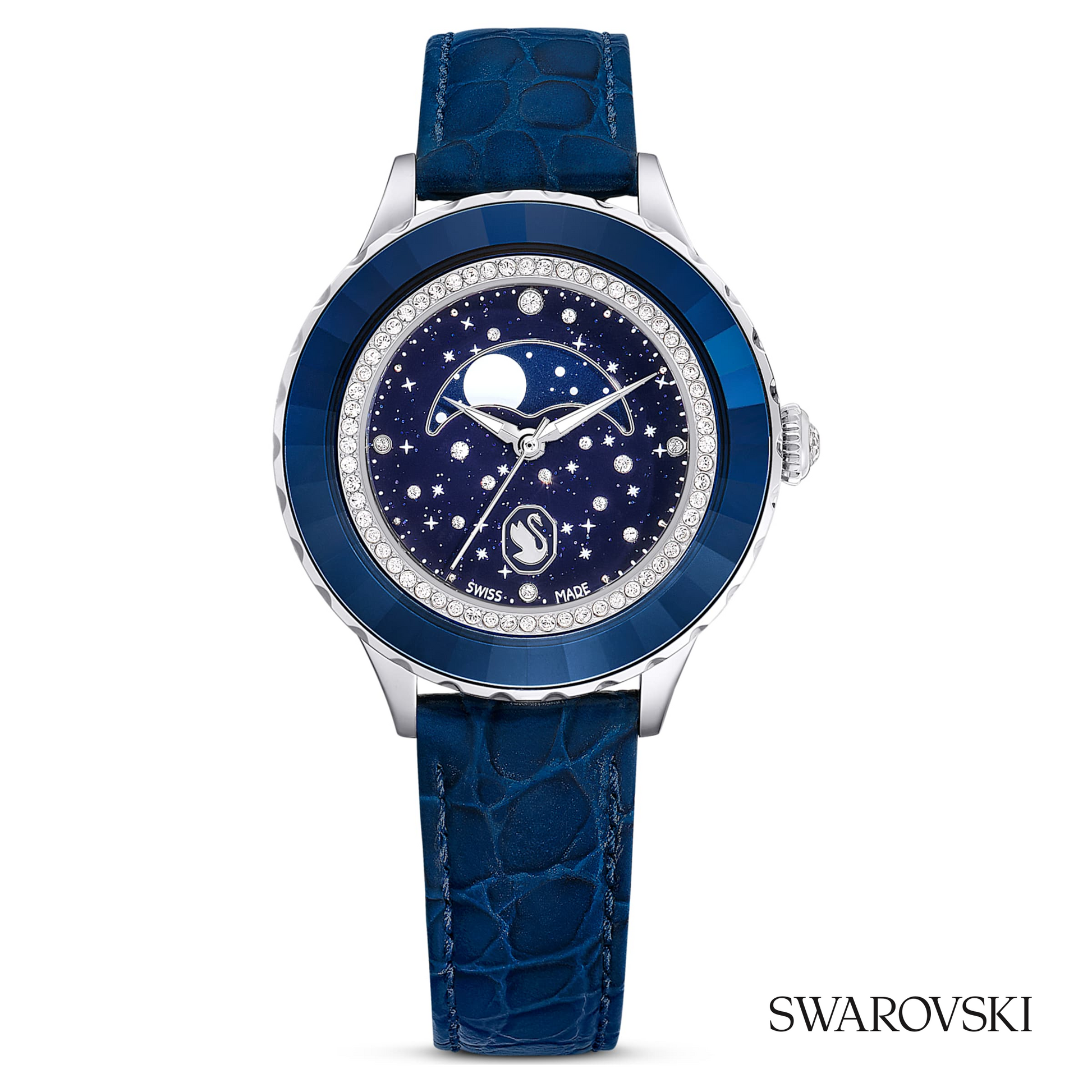 Octea moon watch, Swiss Made, Moon, Leather strap