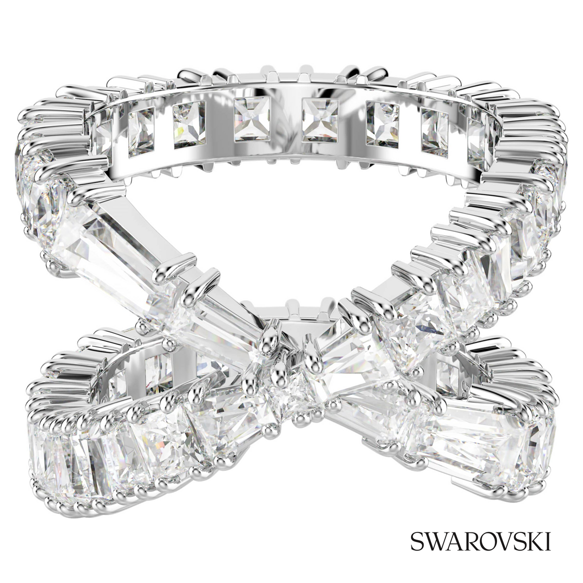 Hyperbola ring, Infinity, White, Silver-tone finish – item 5677629