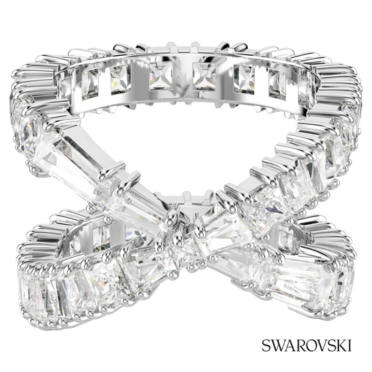 Hyperbola ring, Infinity, White, Silver-tone finish – item 5677629