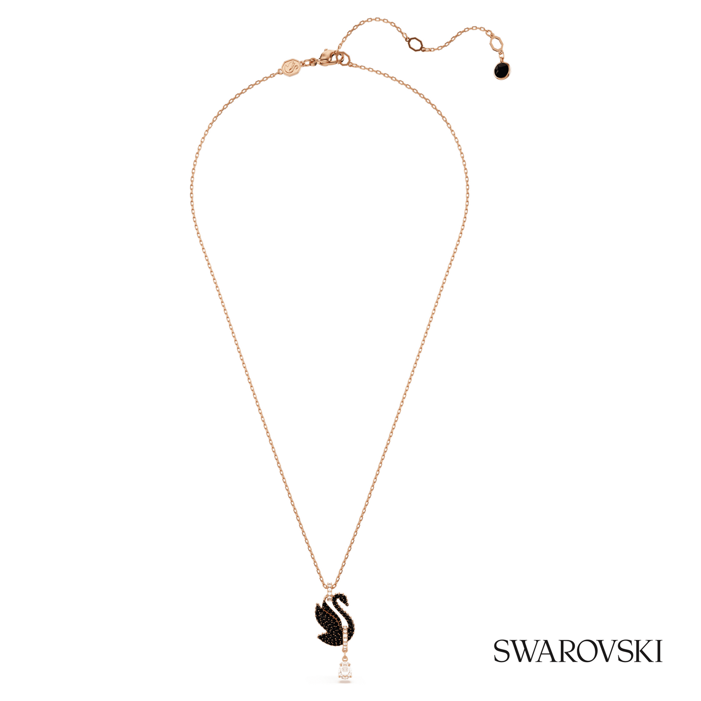 Swarovski Swan pendant, Swan, Black, 18K rose gold finish – item 5678045 image 2