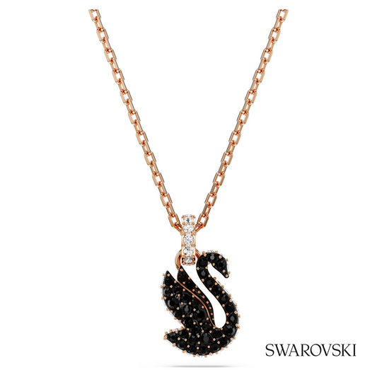 Swan pendant, Swan, Small, Black, 18K rose gold finish – item 5678046