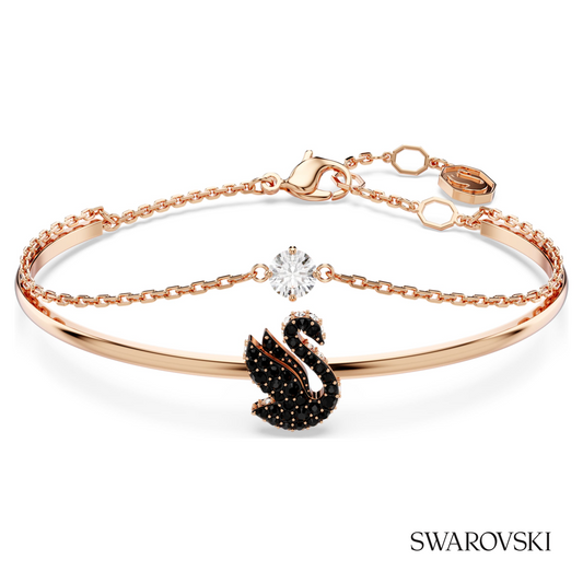 Swan bangle, Swan, Black, 18K rose gold finish – item 5678048