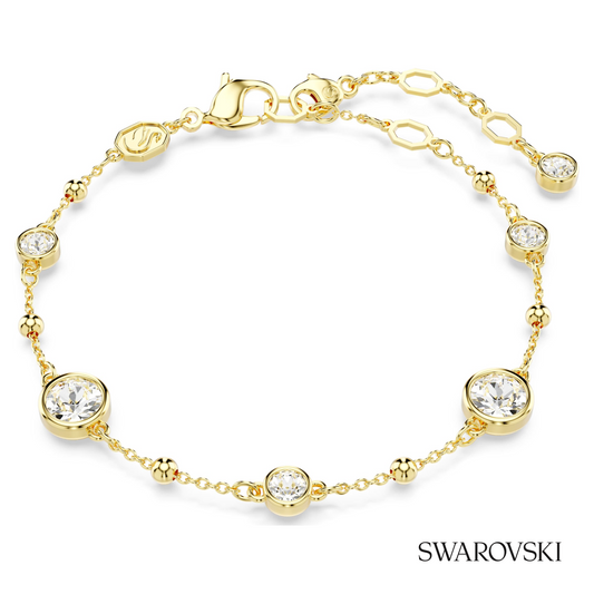 Imber bracelet, Round cut, Scattered design, White, 18K gold finish – item 5680094