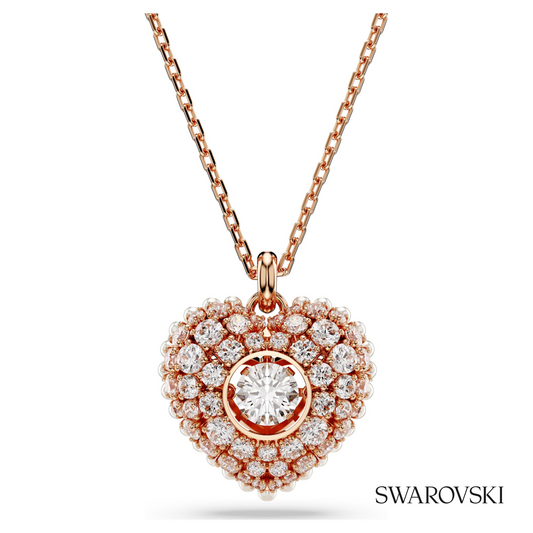 Idyllia pendant, Crystal pearl, Heart, White, 18K rose gold finish – item 5680402