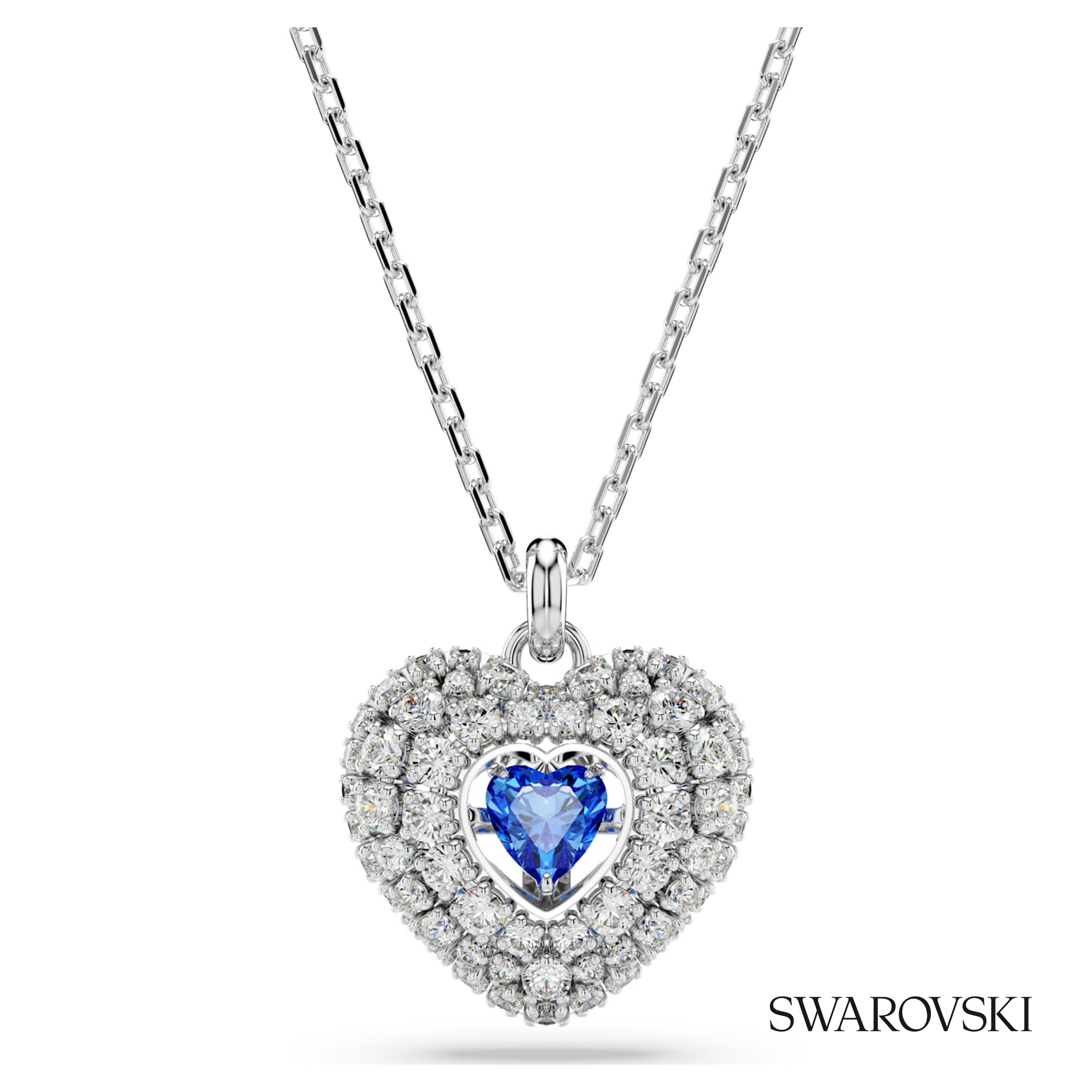 Swarovski Idyllia pendant, Heart, Blue, Rhodium plated – item 5680403 image 5